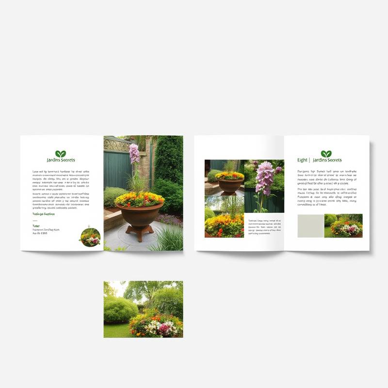 Conception d'une brochure pour l'entreprise 'Jardins Secrets', spécialisée dans l'aménagement paysager